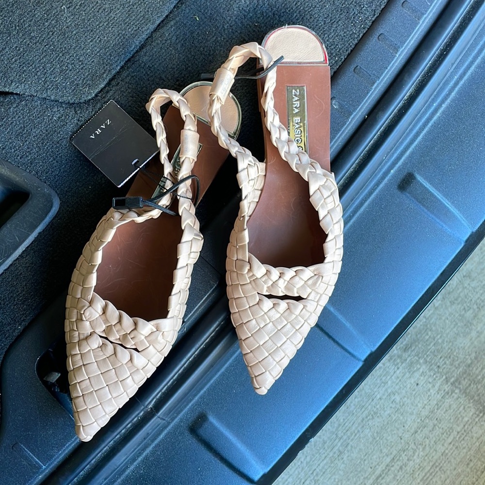 Zara Basics Braided Pink Flats